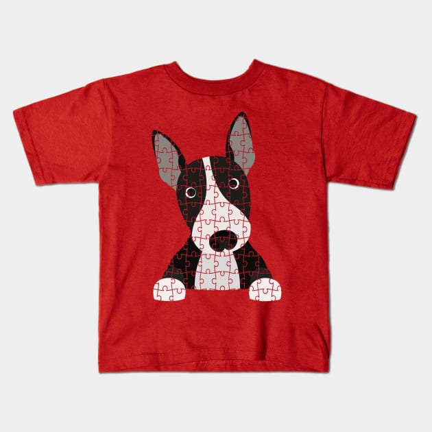 Bull Terrier Puzzle Kids T-Shirt by DoggyStyles